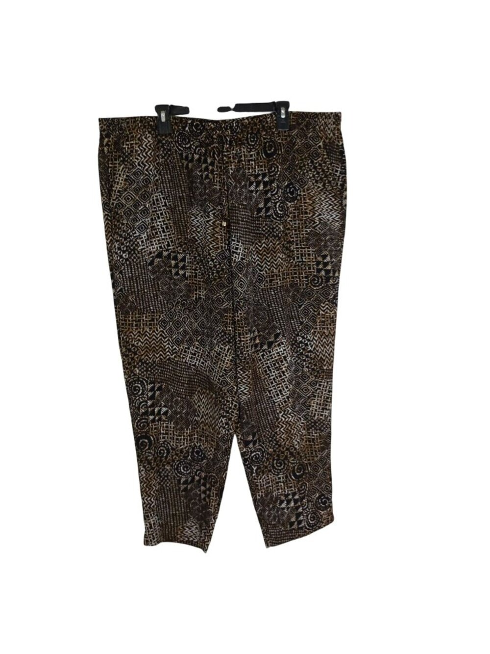 Faded Glory Womens Plus Size 3X Black & Brown Geometric Print Pull-On Pants